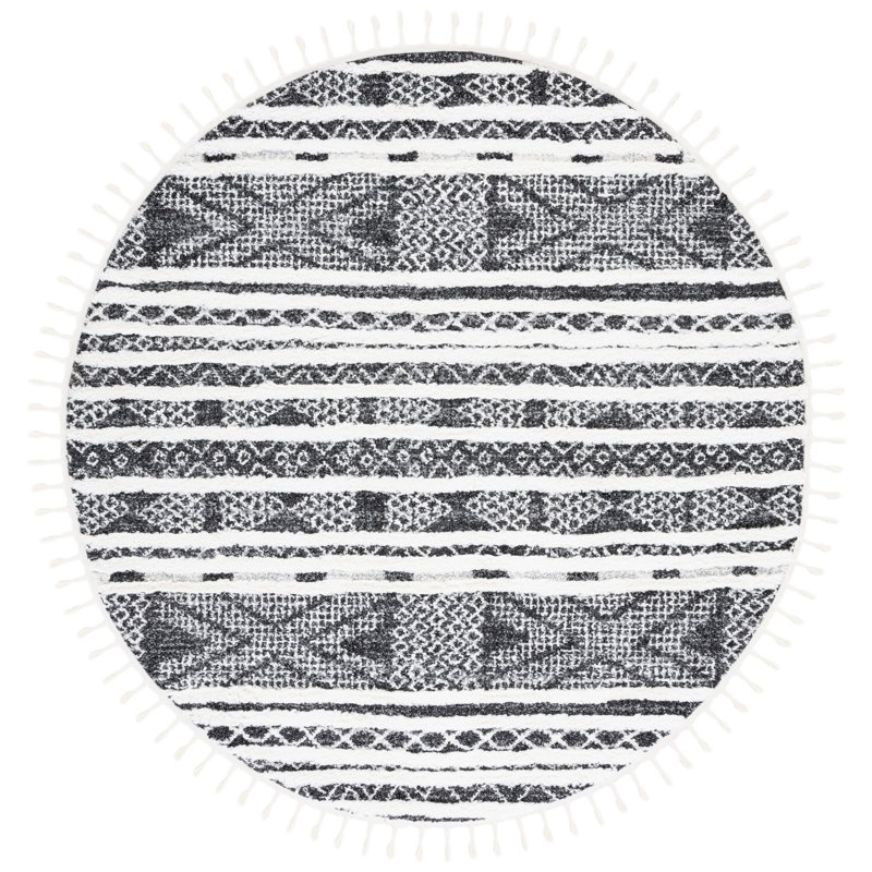 Tapis à poils longs Tynes, Rond 6 pi 7 po