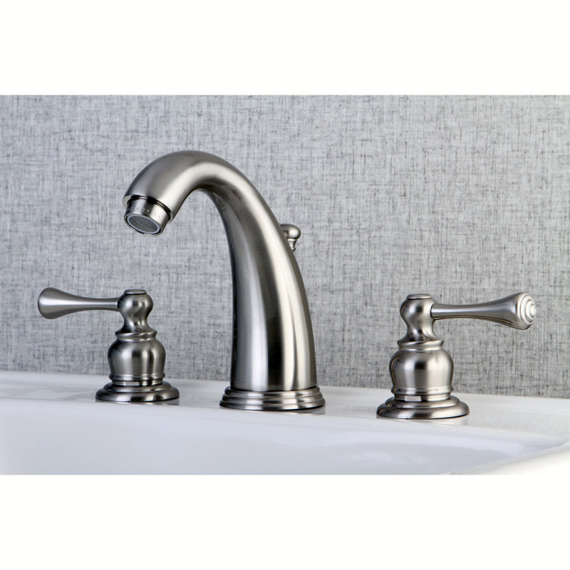 Robinet de salle de bain à deux poignées à fixation sur le comptoir à 3 trous avec drain escamotable Kingston, Nickel brossé
