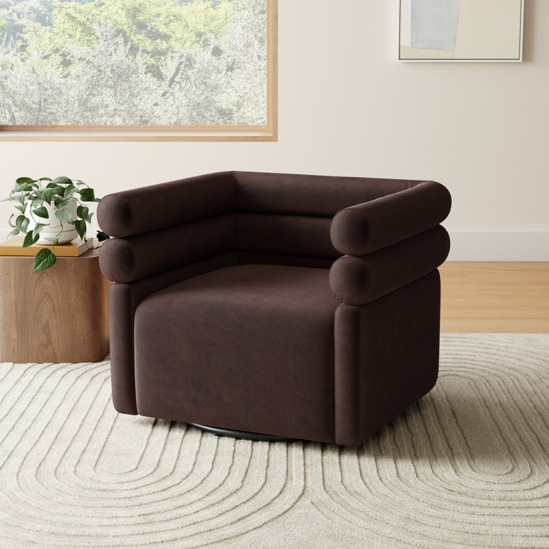 Arve Upholstered Swivel Armchair, Surrey Cocoa Cotton Blend