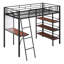 Lit mezzanine simple en métal avec tablettes à 3 niveaux et bureau-727813103