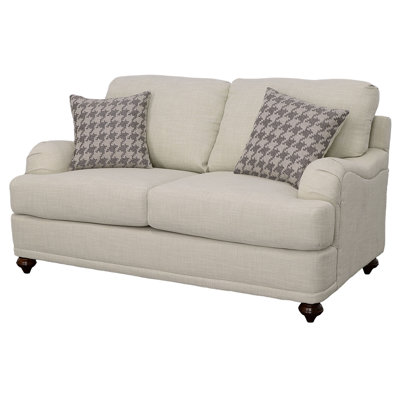 Ahron Upholstered English Arm Loveseat Light Grey and Blue
