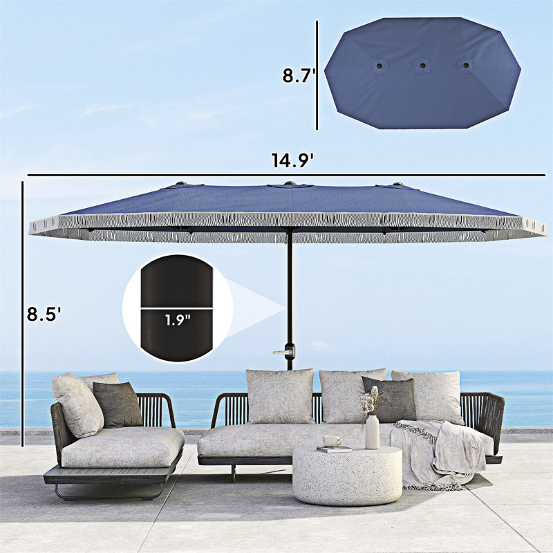 Parasol d'extérieur rectangulaire pour patio