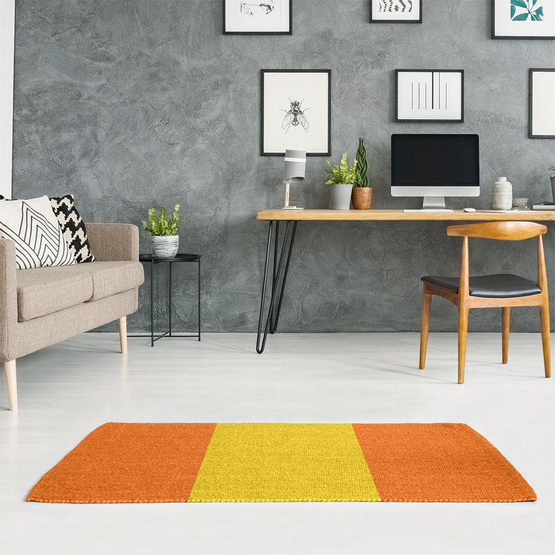 Tapis orange rayé/jaune Miami, Rectangle 3 pi x 5 pi