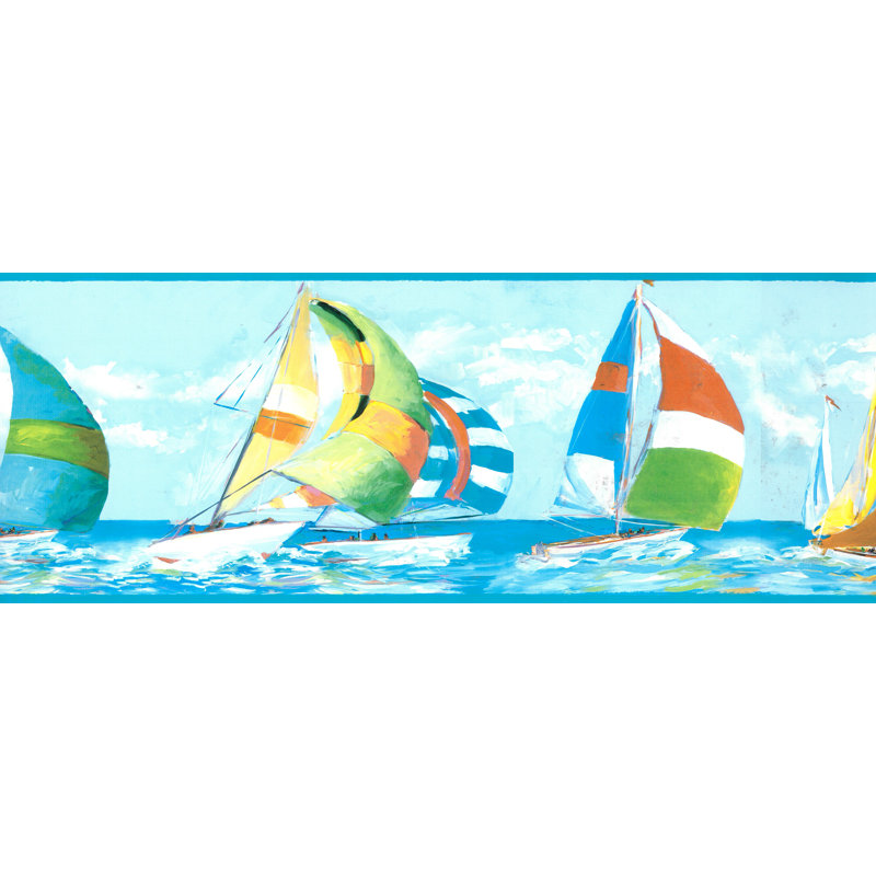 Bordure de papier peint L 15 pi x l 8 po Arseni Voiliers Regatta