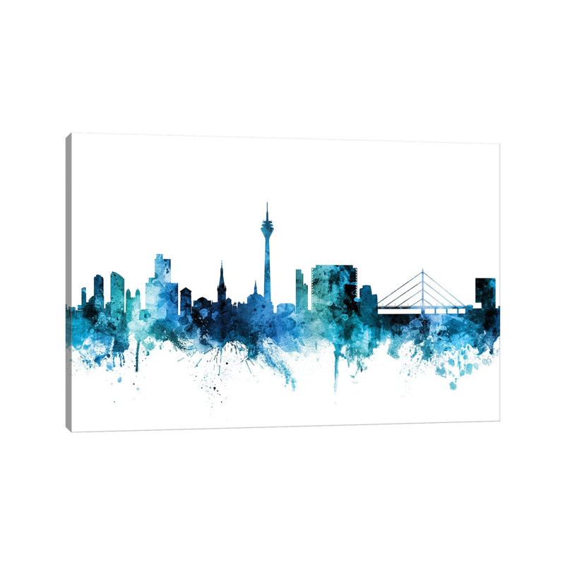 DÃ¼sseldorf, Germany Skyline by Michael Tompsett - Wrapped Canvas Gallery-Wrapped Canvas Giclée, 20.32 cm H x 30.48 cm W
