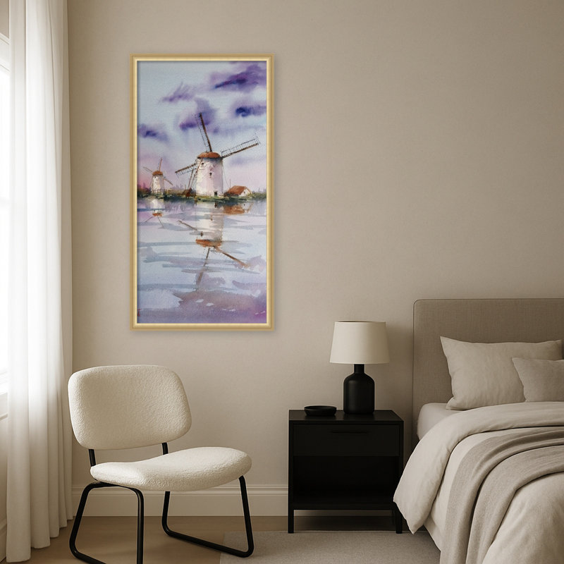 Windmill 11 par Giorgio Gosti, reproduction d'art sur toile encadrée, Or de Florence