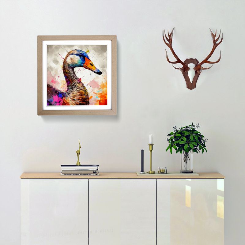 Goose Abstract No.1 1 Piece Single Picture Frame Wall Art, Oak