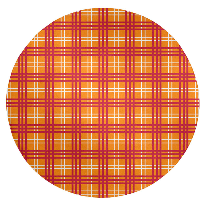 Plaid Indoor Rug, Round 5'