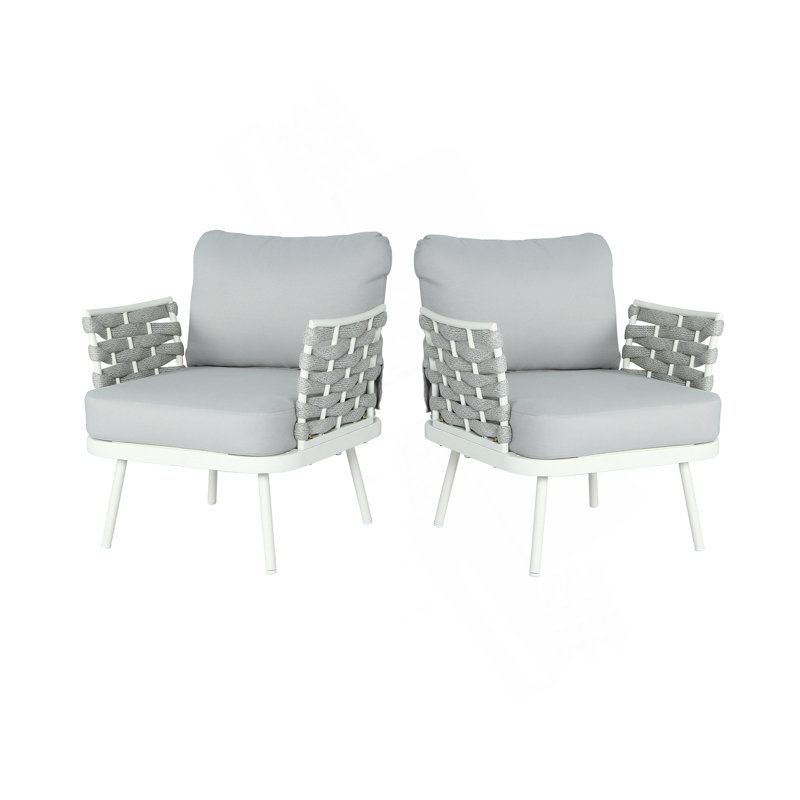 Ensemble de 2 fauteuils club Mariano, Gris, Blanc cassé