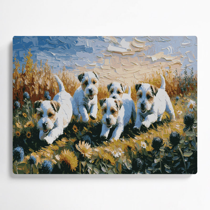 Chiens Sealyham Terrier gris, art mural en métal, H 11 po x l 14 po