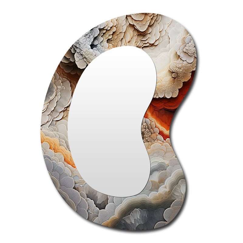 Miroir mural asymétrique Beige et pêche Geode Simplicity I - Stone Geode, 39 po x 28 po