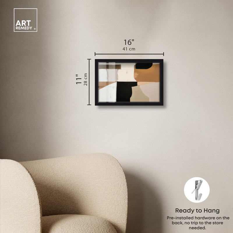 «Bare Walls IV Shadowbox», impression minimaliste par Art Remedy, H 11 po x l 16 po, Noir