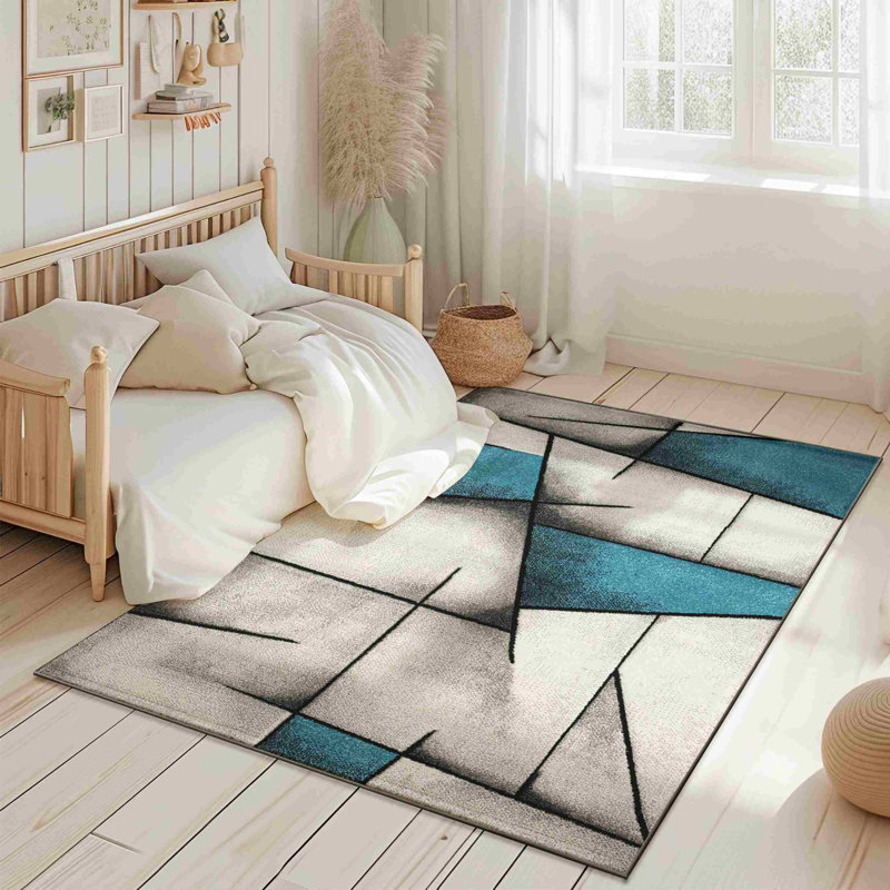 Hand Carved Modern Abtsract Area Rug Carpet Soft Polypropylene Frieze Indoor Carpet, Rectangle 7'11" x 10'10"