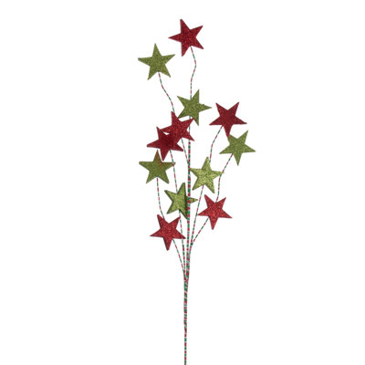 Vickerman 34" Red, White, and Blue Stars Glitter Spray, 6 per bag.