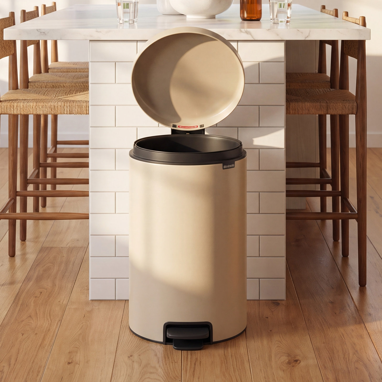 Brabantia Newicon 5.3gal Step-On Can, Soft Beige
