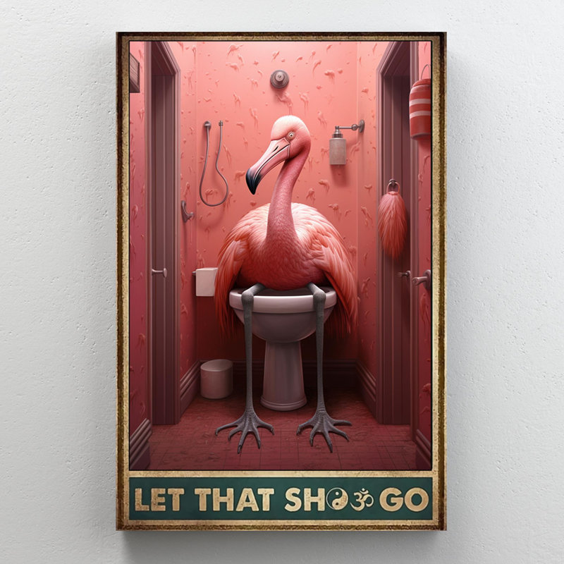 «Flamingo Let That Shoo Go», impression sur toile 1 pièce, H 20 po x l 16 po x P 1,25 po