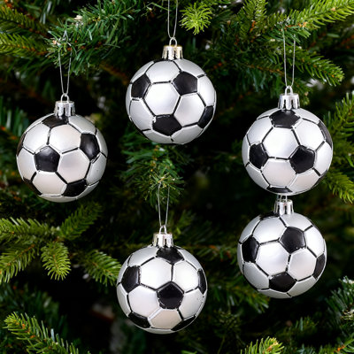 6 pièces de boules de Noël sur le thème des sports de Noël, ornements d'arbre de Noël, balles de soccer simulées, cadeaux de Noël