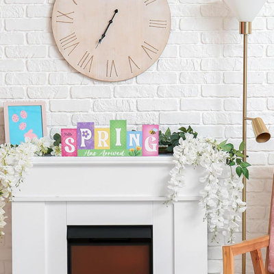Easter Decorations Wooden Table Sign Spring Decorations Reversible Tabletop Decor Rustic Double-Sided Different Theme Rabbit Bunny Farmhouse Table Centerpiece Decor Tiered Tray Decor