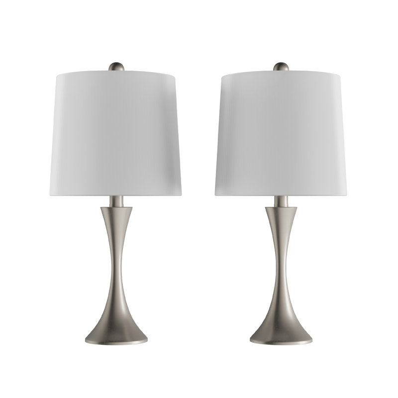 Ensemble de 2 lampes de chevet 25 po House of Hampton, Argent, Ivoire