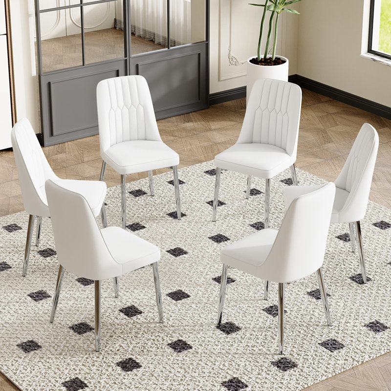 Ensemble de chaises de salle à manger Modern, Argent argent, Blanc, 4