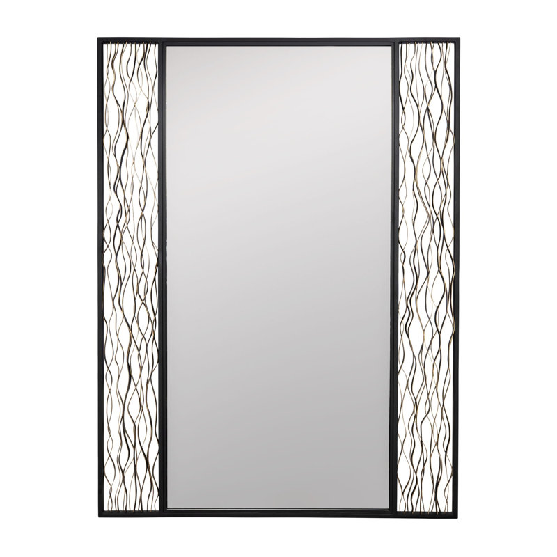 Miroir mural Estela 30 x 40 - Noir mat / Or français
