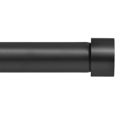  Drapery Window Curtain Rod - End Cap Style Design 1 Inch Pole. 16 to 28 Inch Color Black