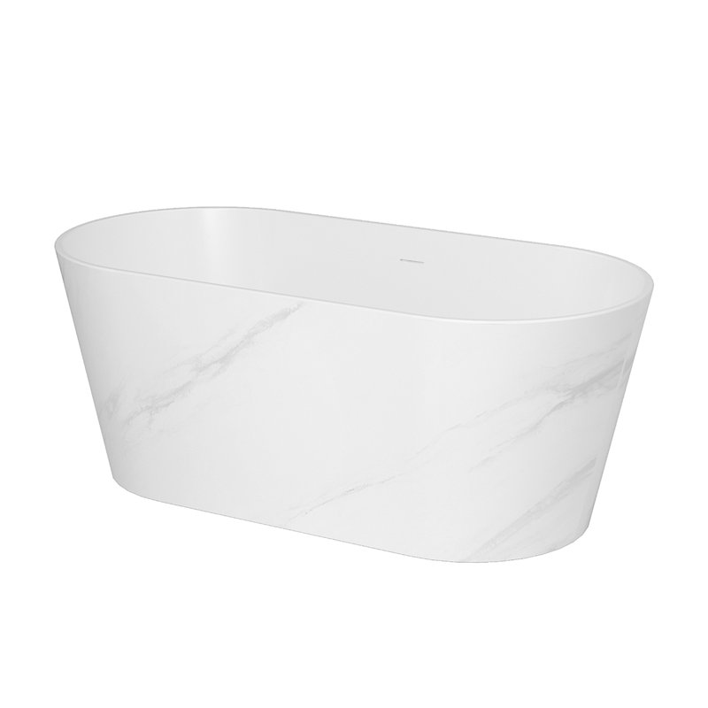 Ranya 60 In. X 28.7  In. Freestanding Bathtub In White Marble, White Marble