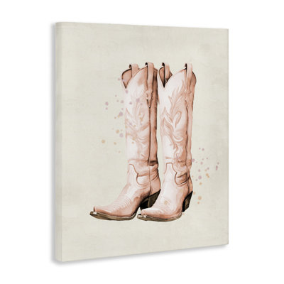 Howdy Cowgirl, bottes pastel en toile, design par Kim Allen