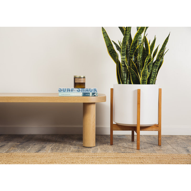 Pot à fleurs en grès Keyes, Blanc/clair, H 18,5 po x l 15,5 po x P 15,5