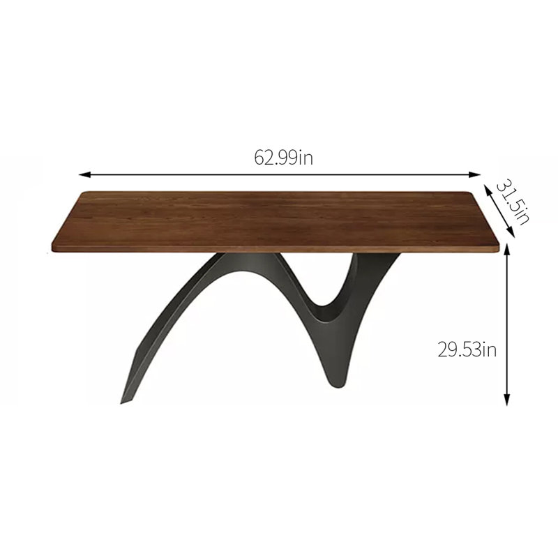 Rongstad Ash Solid Wood Top Dining Table, 29.53" H x 62.99" L x 31.5" W