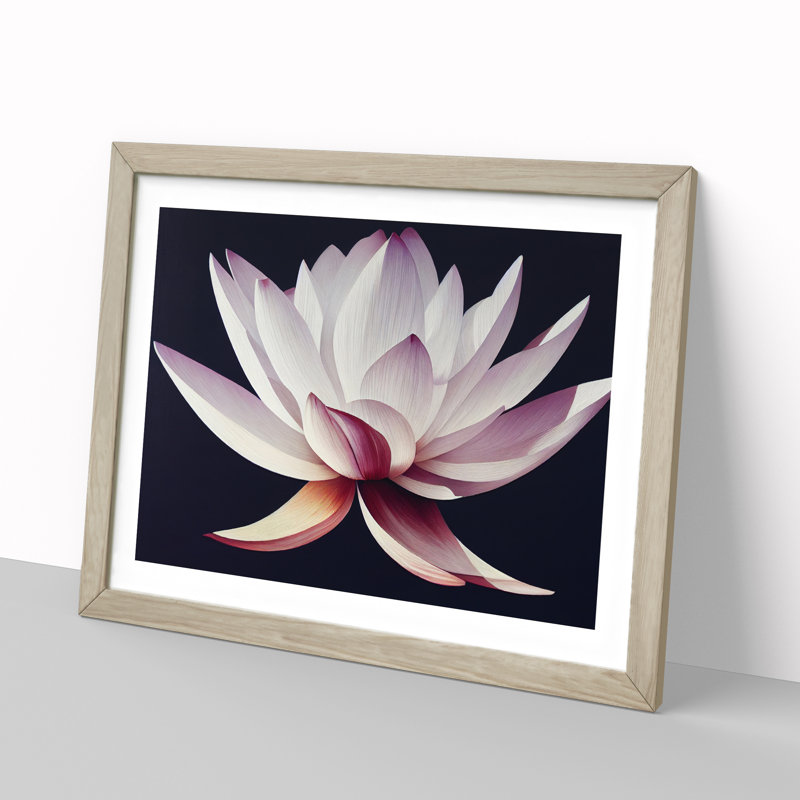 Uplifting Lotus Flower - Framed Print, 25cm H x 34cm W x 2cm D, Oak