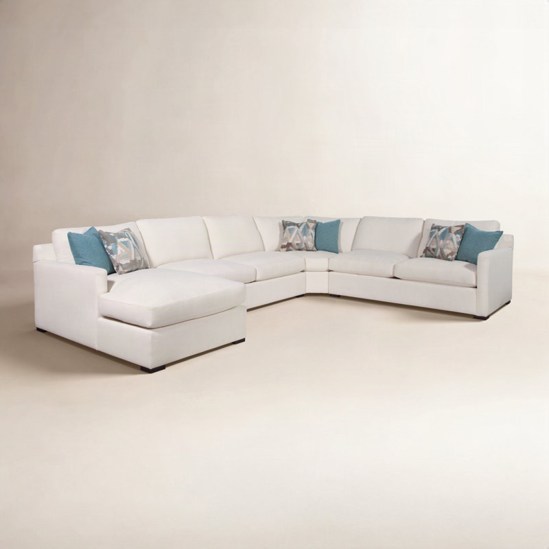 Bel-Air Upholstered L-Shaped Sectional, White Textured Performance; 0865-91, Left Hand Facing, Frost White Finish