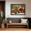 Art mural rétro noir avec père Noël et renne - impression encadrée de scène de Noël enneigée-370475697