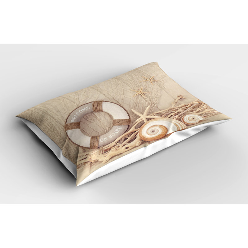 Pillowcase, wooden sepia, tan beige white