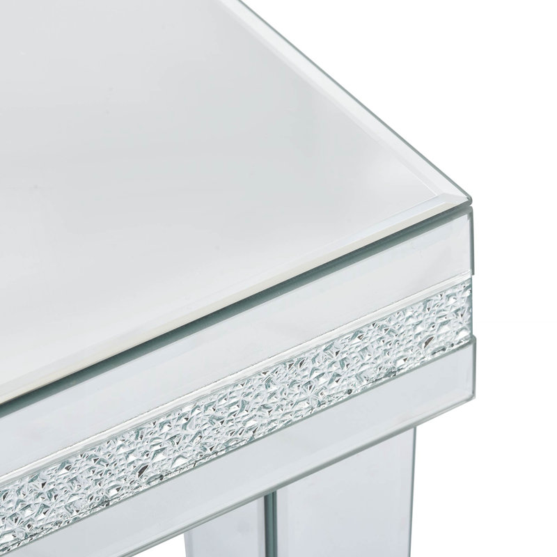 Table d'appoint moderne en verre avec miroir