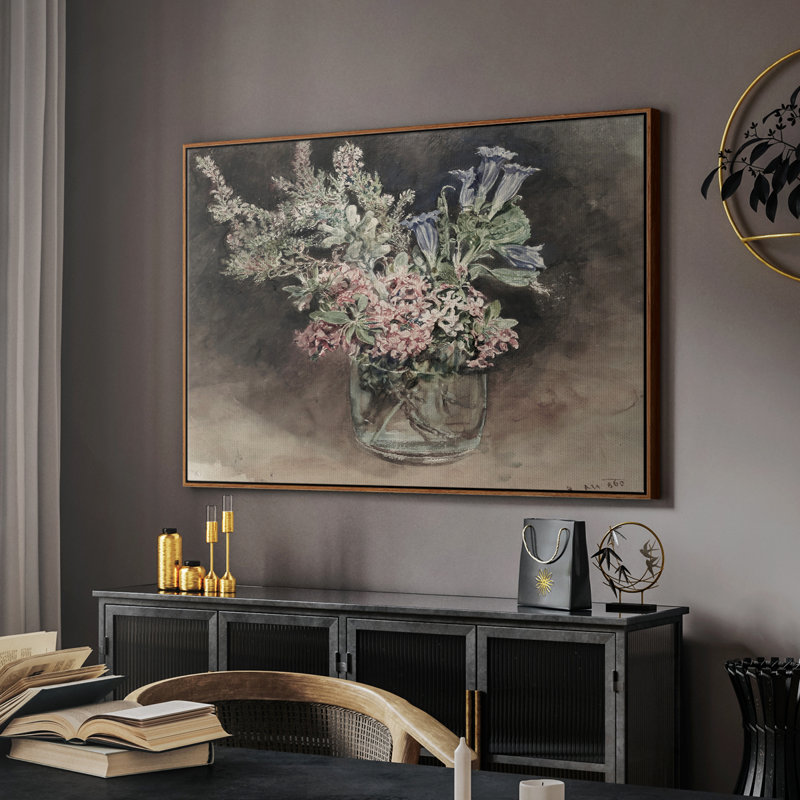 Botanique rétro - XXIX, Toile encadrée noyer flottant, H 27 po x l 41 po x P 2 po