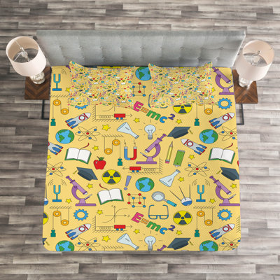 Abrin Yellow/Blue/Red Microfibre Bedspread Set