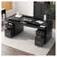 Bureau de direction 70 po avec bordure en métal, finition noire et dorée, grande surface d'écriture pour le bureau personnel