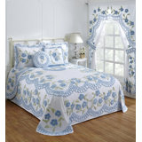 Bloomfield 100% Cotton Chenille Coverlet/Bedspread Machine Washable Ultra Soft Floral Pattern All Season Bedding