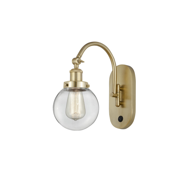 Shauna Swing Arm Sconce, LED, Clear, Satin Gold