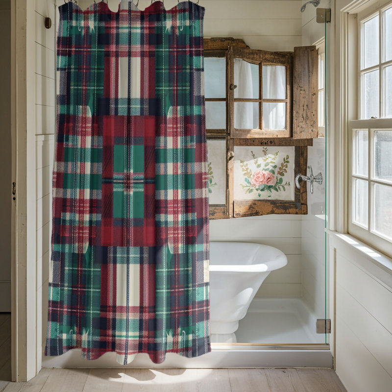 Classic Plaid Textures - Rideau de douche standard 1 pièce, H 74 po x l 71 po