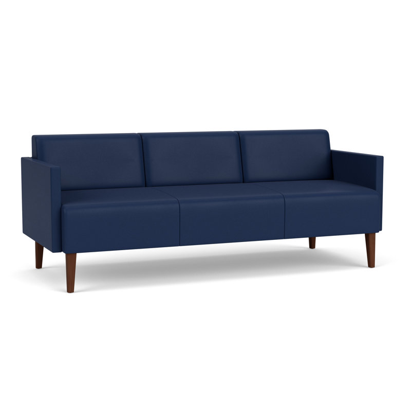 Luxe Lounge Reception Sofa, Modena Ink, Walnut Wood