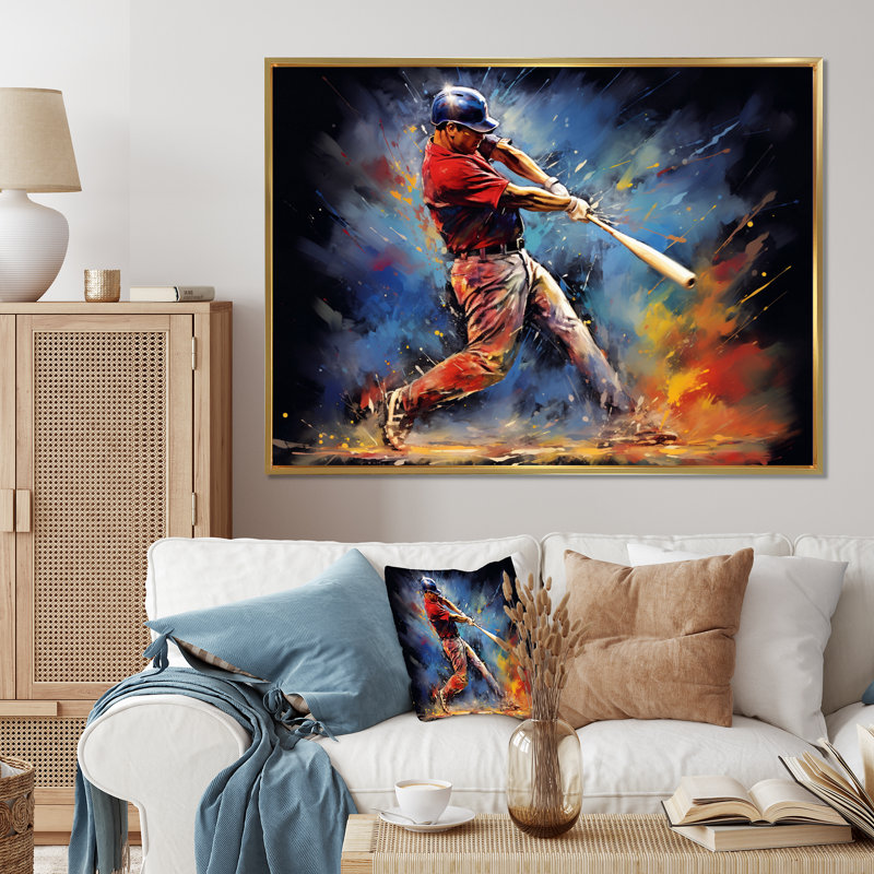 Beidleman Baseball Swing Of Emotion I, Cadre flottant doré, H 12 po x l 20 po x P 1 po