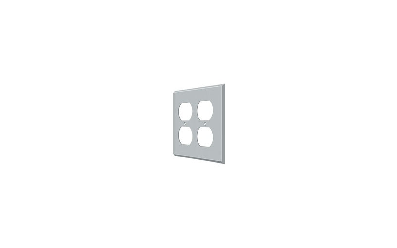 Deltana SWP4771U15 Switch Plate, Quadruple Outlet in Brushed Nickel, Polished Brass