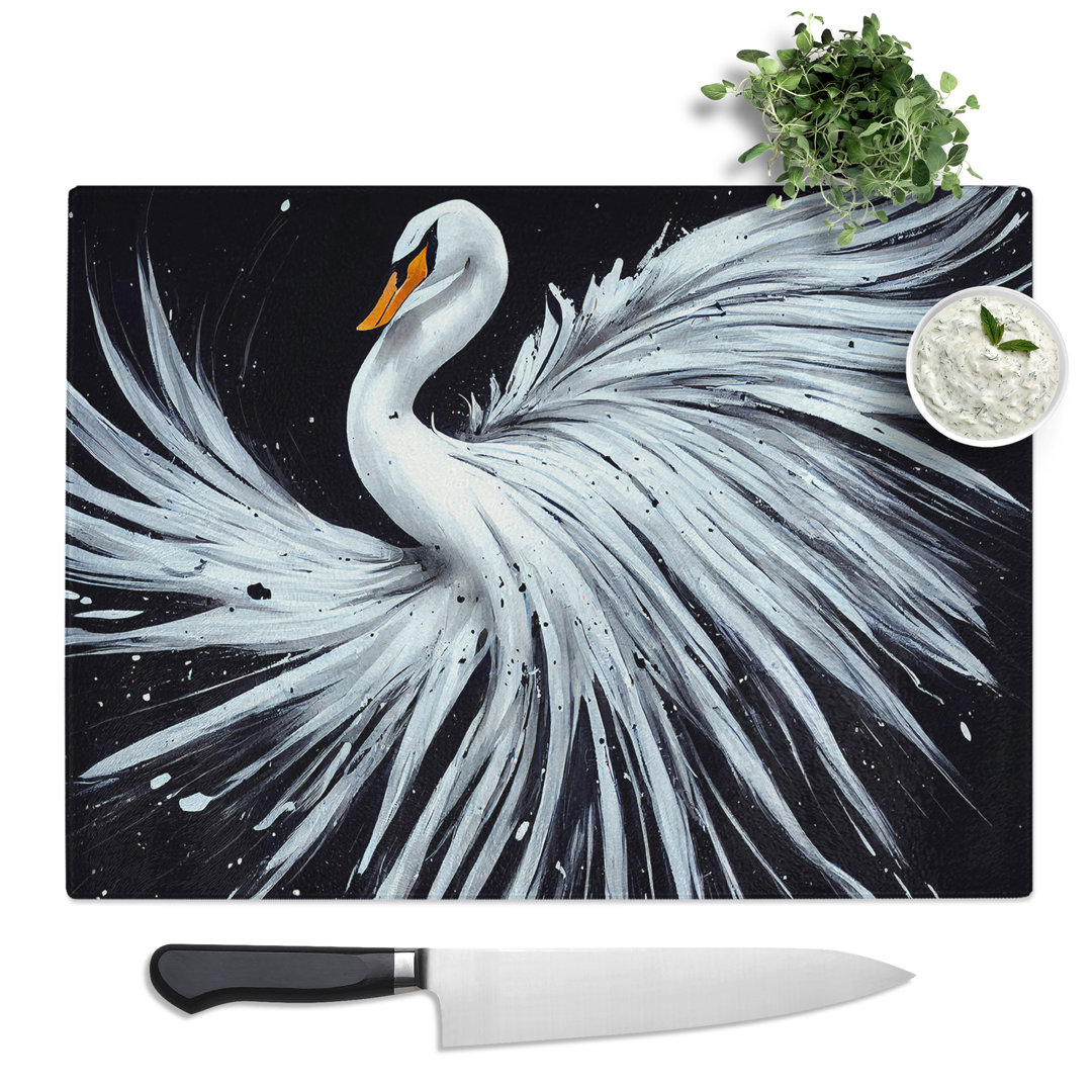 Splashed Swan Vol.1 Abstract  Glass Chopping Board