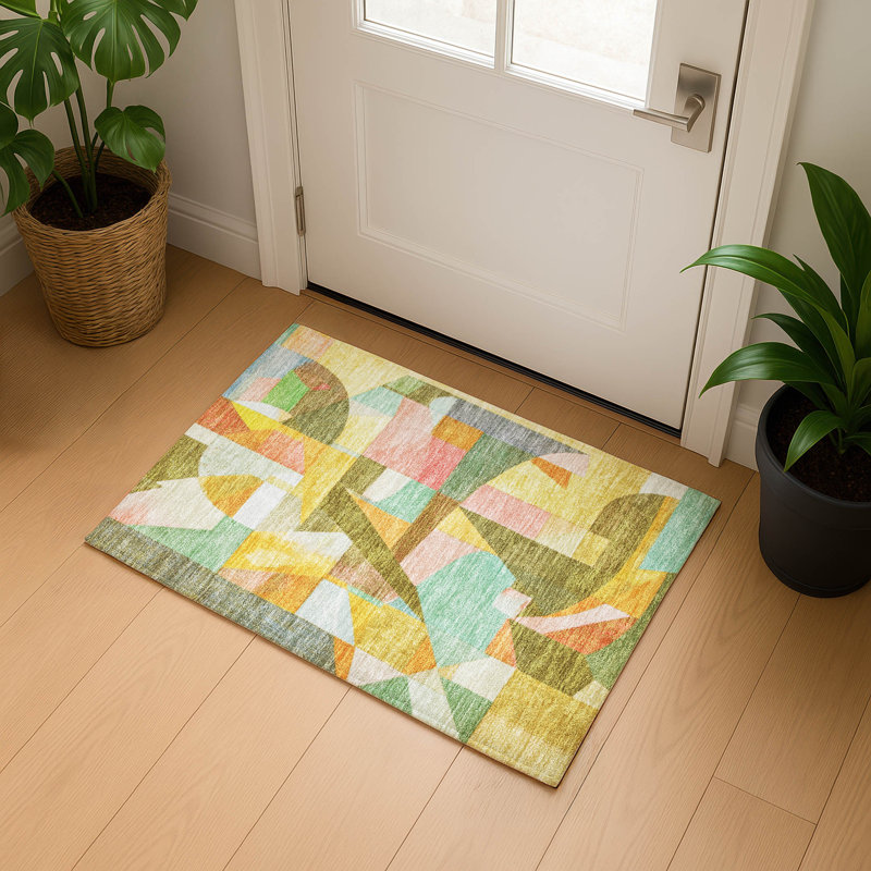 Premium Machine Washable Lubbers AMF1757 Abstract Rug, Rectangle 1'8" x 2'6"