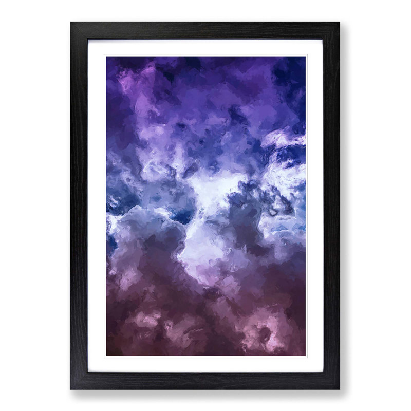 Purple Clouds in Abstract - Picture Frame Graphic Art Print, Black, 60cm H x 40cm W x 2cm D