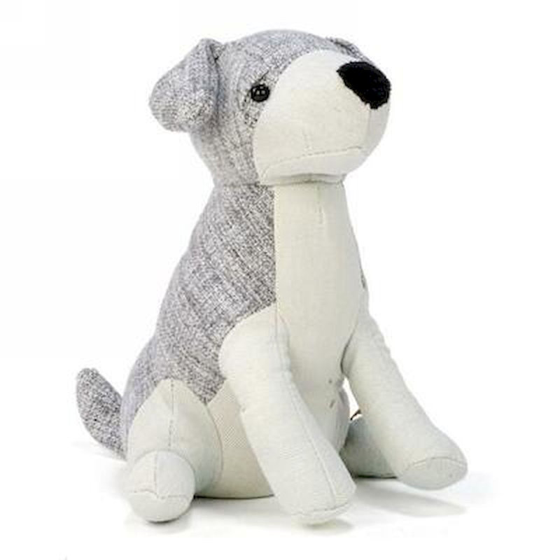 Butoir de porte pour chien gris et beige