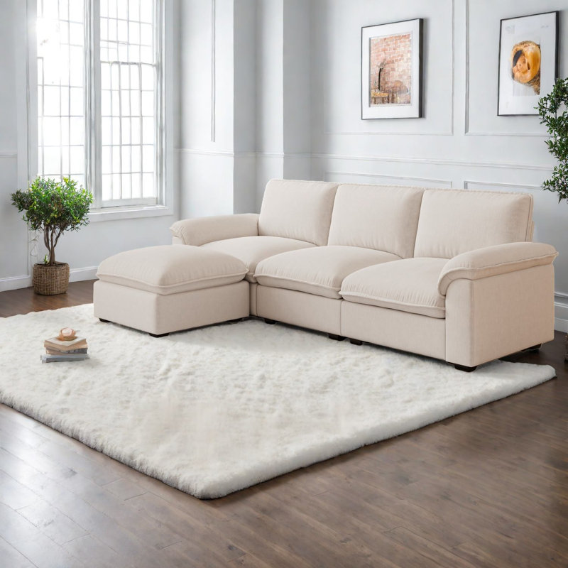 Canapés modulaires confortables en chenille, conception modulaire pour salon moderne