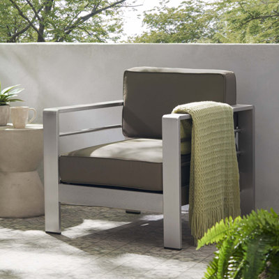 Fauteuil club d'extérieur en aluminium de qualité supérieure avec coussin confortable